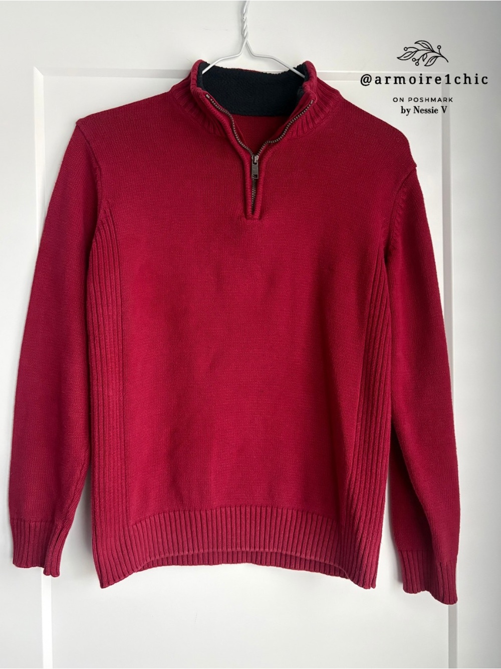 UNISEX SWEATER | Maroon | Quarter Zip | Youth Size Small